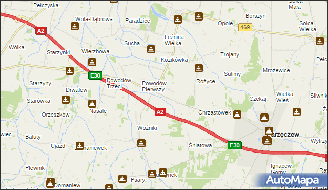 mapa Łążki, Łążki na mapie Targeo