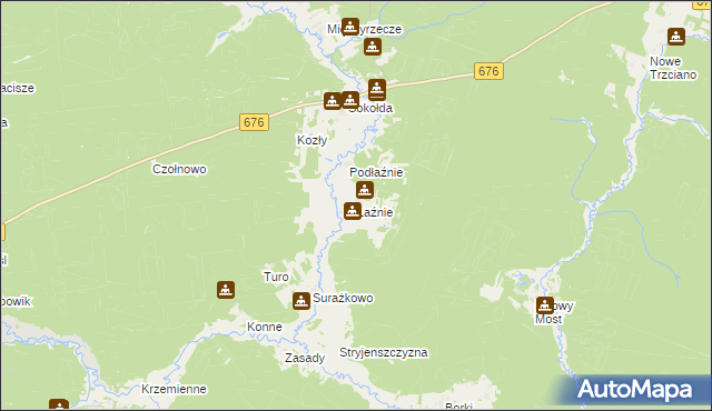 mapa Łaźnie, Łaźnie na mapie Targeo