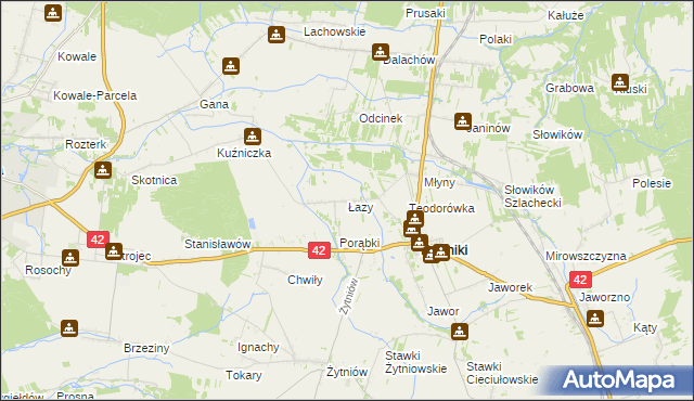 mapa Łazy gmina Rudniki, Łazy gmina Rudniki na mapie Targeo