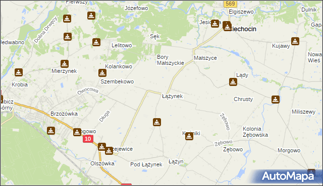 mapa Łążynek, Łążynek na mapie Targeo