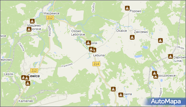 mapa Łebunia, Łebunia na mapie Targeo