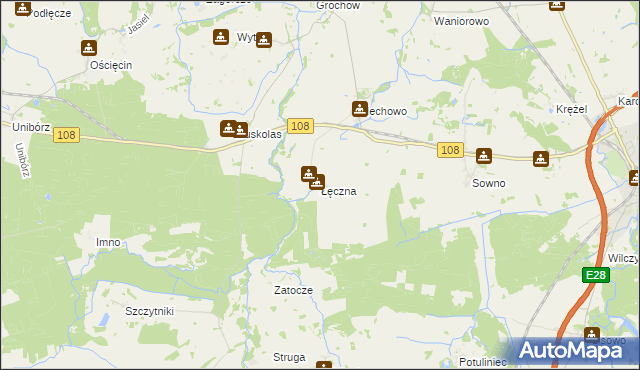 mapa Łęczna gmina Płoty, Łęczna gmina Płoty na mapie Targeo