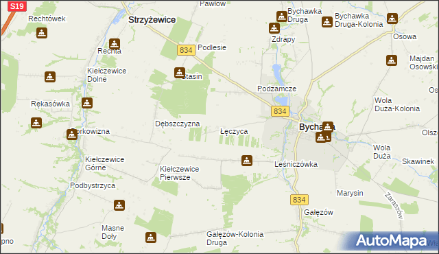 mapa Łęczyca gmina Bychawa, Łęczyca gmina Bychawa na mapie Targeo