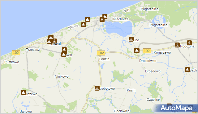 mapa Lędzin, Lędzin na mapie Targeo