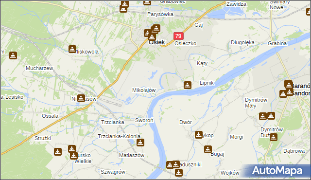 mapa Łęg gmina Osiek, Łęg gmina Osiek na mapie Targeo