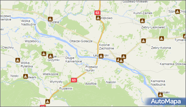 mapa Łęg Nurski, Łęg Nurski na mapie Targeo