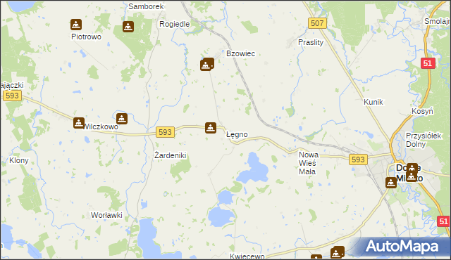 mapa Łęgno gmina Dobre Miasto, Łęgno gmina Dobre Miasto na mapie Targeo