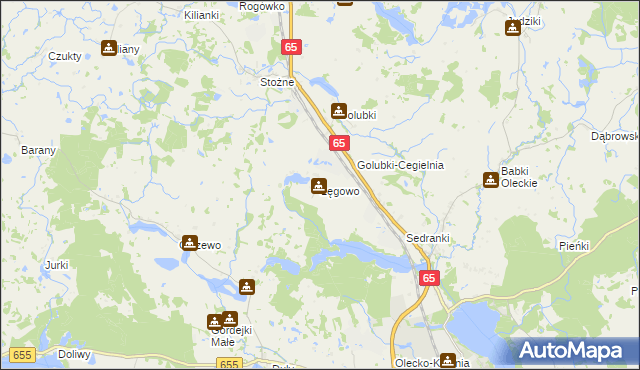 mapa Łęgowo gmina Olecko, Łęgowo gmina Olecko na mapie Targeo