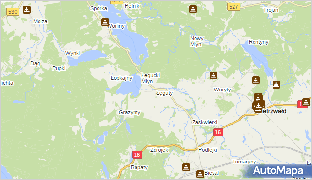 mapa Łęguty, Łęguty na mapie Targeo