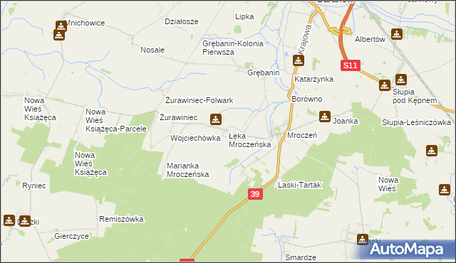 mapa Łęka Mroczeńska, Łęka Mroczeńska na mapie Targeo