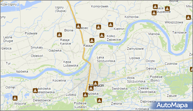mapa Łęka Szczucińska, Łęka Szczucińska na mapie Targeo
