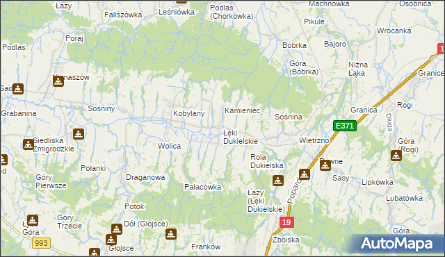 mapa Łęki Dukielskie, Łęki Dukielskie na mapie Targeo