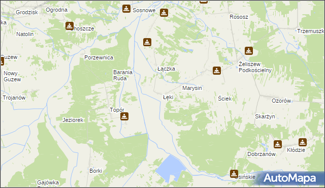 mapa Łęki gmina Kotuń, Łęki gmina Kotuń na mapie Targeo