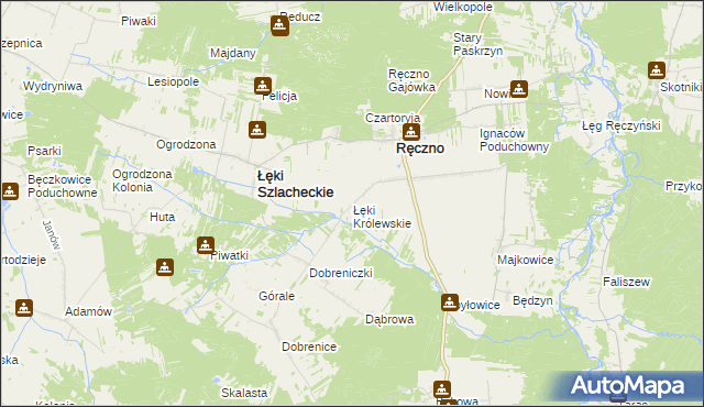 mapa Łęki Królewskie, Łęki Królewskie na mapie Targeo