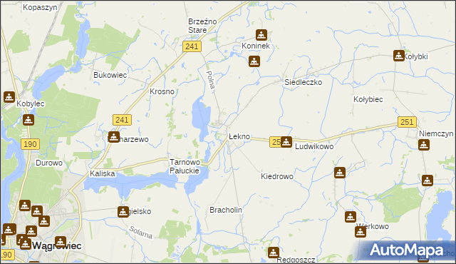 mapa Łekno gmina Wągrowiec, Łekno gmina Wągrowiec na mapie Targeo