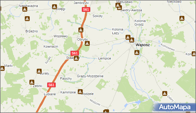 mapa Łempice gmina Wąsosz, Łempice gmina Wąsosz na mapie Targeo