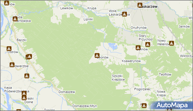 mapa Leonów gmina Maciejowice, Leonów gmina Maciejowice na mapie Targeo