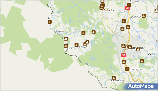 mapa Lesica gmina Międzylesie, Lesica gmina Międzylesie na mapie Targeo