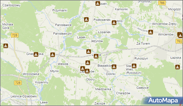 mapa Lesica gmina Piekoszów, Lesica gmina Piekoszów na mapie Targeo