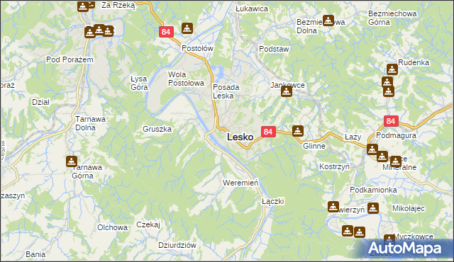 mapa Lesko, Lesko na mapie Targeo