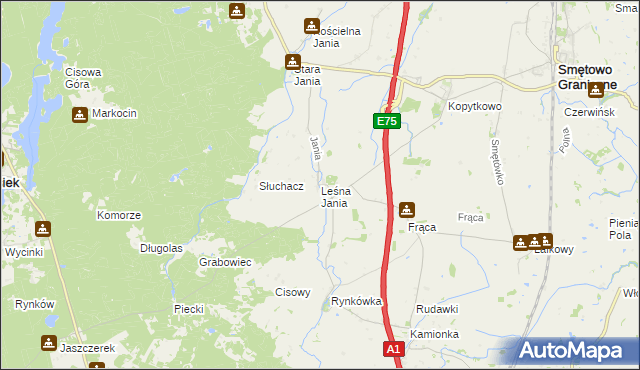 mapa Leśna Jania, Leśna Jania na mapie Targeo