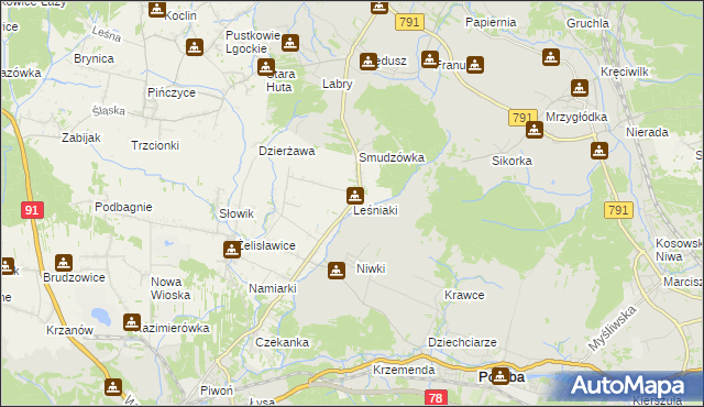 mapa Leśniaki gmina Siewierz, Leśniaki gmina Siewierz na mapie Targeo