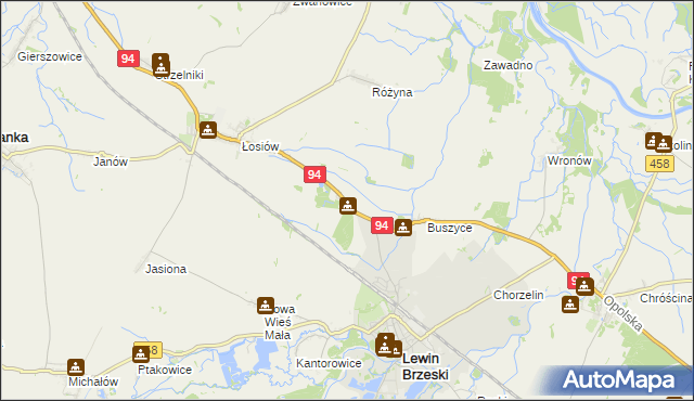 mapa Leśniczówka gmina Lewin Brzeski, Leśniczówka gmina Lewin Brzeski na mapie Targeo