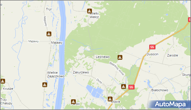 mapa Leśniewo gmina Grudziądz, Leśniewo gmina Grudziądz na mapie Targeo