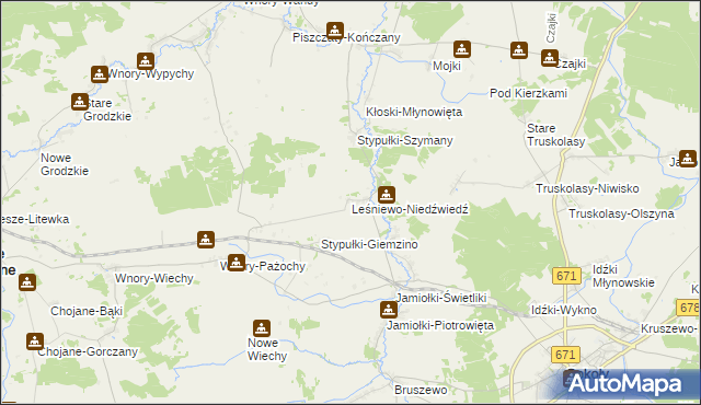 mapa Leśniewo-Niedźwiedź, Leśniewo-Niedźwiedź na mapie Targeo