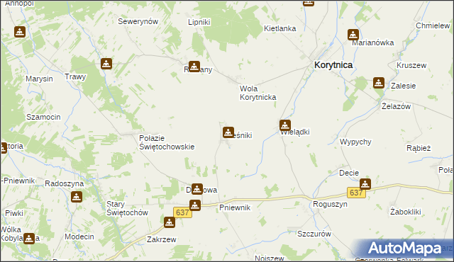 mapa Leśniki gmina Korytnica, Leśniki gmina Korytnica na mapie Targeo