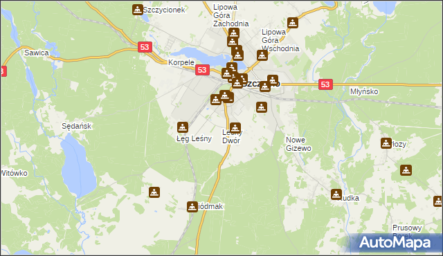 mapa Leśny Dwór gmina Szczytno, Leśny Dwór gmina Szczytno na mapie Targeo