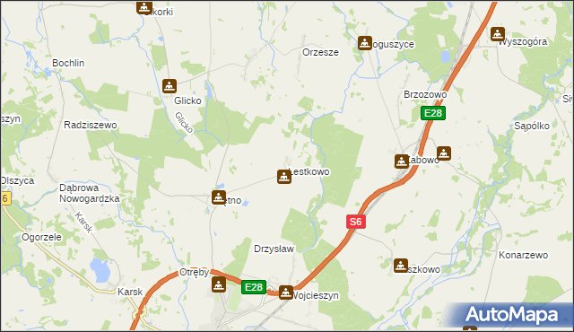 mapa Lestkowo, Lestkowo na mapie Targeo