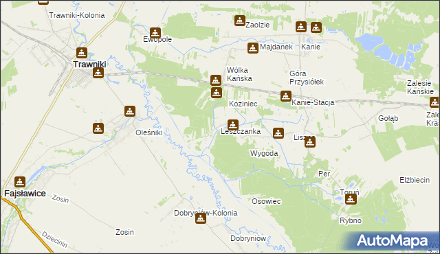 mapa Leszczanka gmina Rejowiec Fabryczny, Leszczanka gmina Rejowiec Fabryczny na mapie Targeo