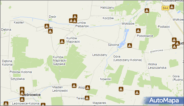 mapa Leszczany gmina Żmudź, Leszczany gmina Żmudź na mapie Targeo