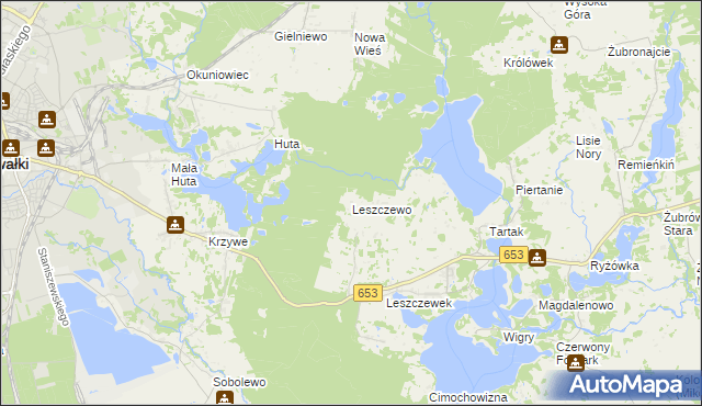 mapa Leszczewo gmina Suwałki, Leszczewo gmina Suwałki na mapie Targeo