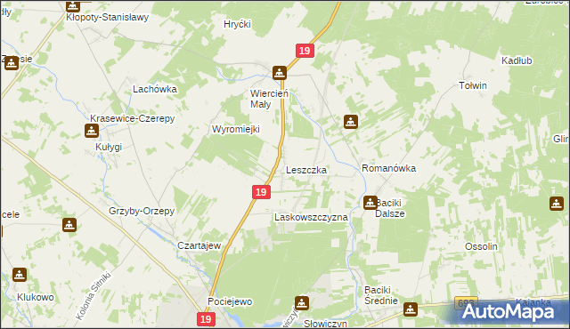 mapa Leszczka, Leszczka na mapie Targeo