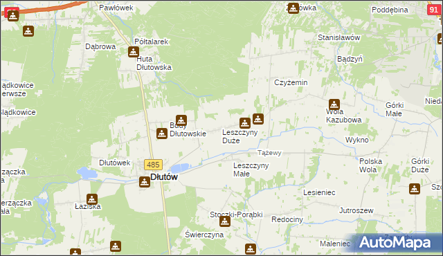 mapa Leszczyny Duże, Leszczyny Duże na mapie Targeo