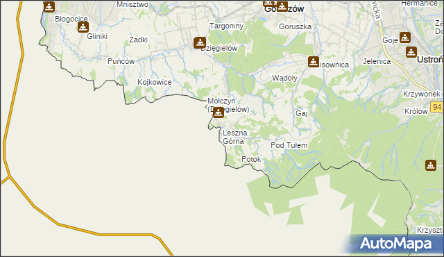 mapa Leszna Górna, Leszna Górna na mapie Targeo