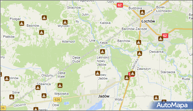 mapa Letnisko Nowy Jadów, Letnisko Nowy Jadów na mapie Targeo