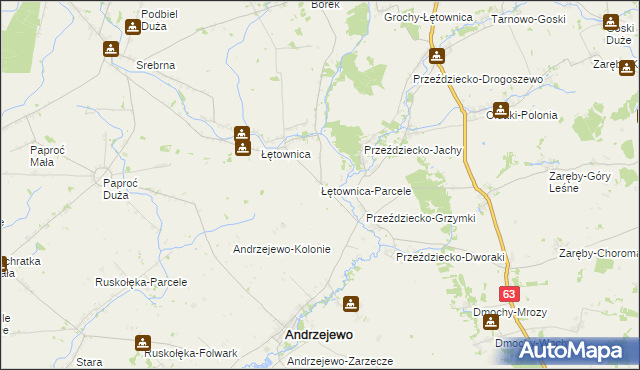 mapa Łętownica-Parcele, Łętownica-Parcele na mapie Targeo