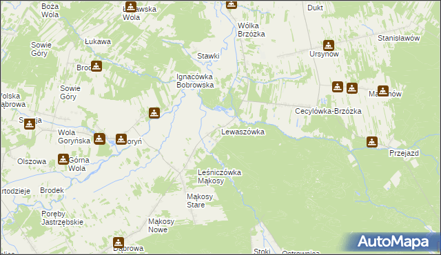 mapa Lewaszówka, Lewaszówka na mapie Targeo