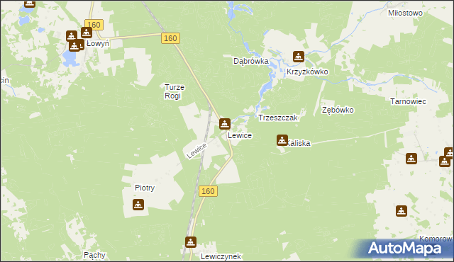 mapa Lewice gmina Międzychód, Lewice gmina Międzychód na mapie Targeo