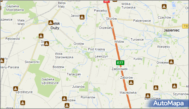 mapa Lewiczyn gmina Belsk Duży, Lewiczyn gmina Belsk Duży na mapie Targeo