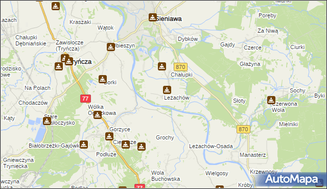 mapa Leżachów, Leżachów na mapie Targeo