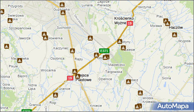 mapa Łężany gmina Miejsce Piastowe, Łężany gmina Miejsce Piastowe na mapie Targeo