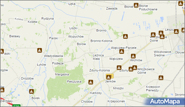 mapa Leźnica Mała, Leźnica Mała na mapie Targeo