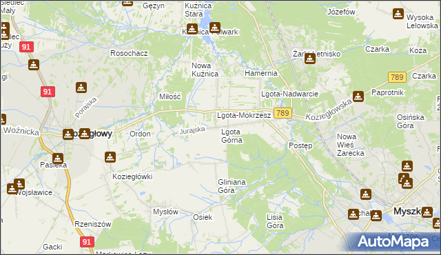 mapa Lgota Górna, Lgota Górna na mapie Targeo