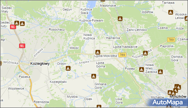 mapa Lgota-Mokrzesz, Lgota-Mokrzesz na mapie Targeo