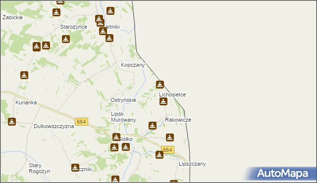 mapa Lichosielce, Lichosielce na mapie Targeo