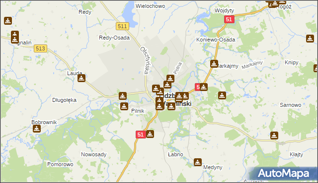 mapa Lidzbark Warmiński, Lidzbark Warmiński na mapie Targeo